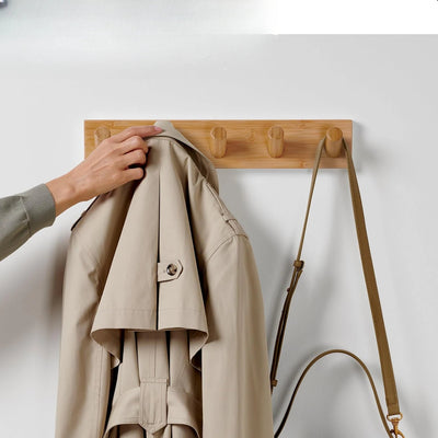 5-Hook Wooden Wall-Mounted Coat Rack