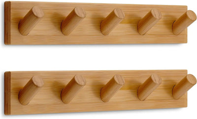 5-Hook Wooden Wall-Mounted Coat Rack