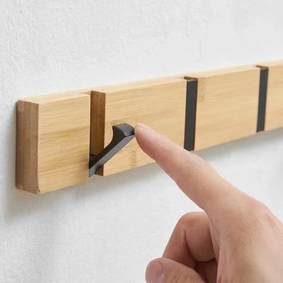 Wooden Wall-Mounted Coat Rack with Hidden Hook