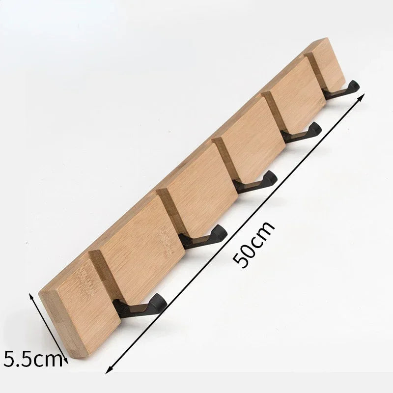 Wooden Wall-Mounted Coat Rack with Hidden Hook